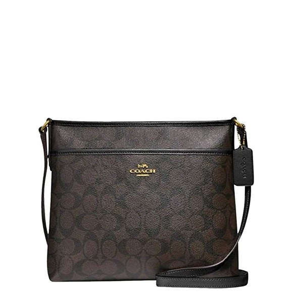 Coach Handbags - Coach Monogram Canvas Crossbody Bag in Dark Brown
